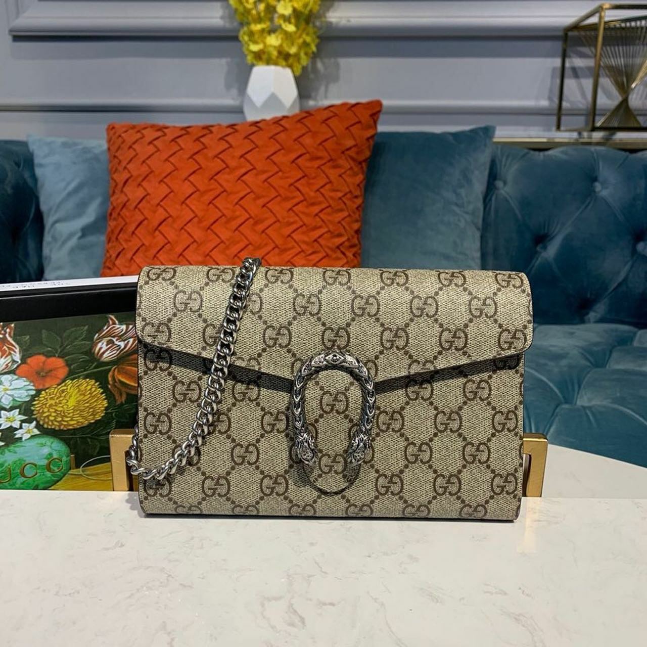 Gucci WOC Dionysus Shoulder Bag 20cm Suede/Calfskin Leather Trim Fall/Winter 2019 Collection, Beige - Ganebet Store