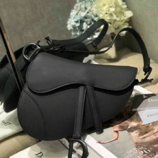 Christian Dior Ultramatte Saddle Bag 25cm Calfskin Canvas Spring/Summer 2020 Collection, Black - Ganebet Store