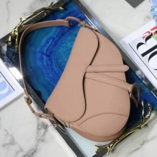 Christian Dior Ultramatte Saddle Bag 25cm Calfskin Canvas Spring/Summer 2020 Collection, Beige - Ganebet Store