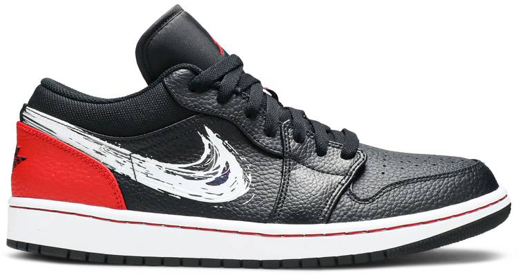 jordan 1 low brushstroke swoosh black