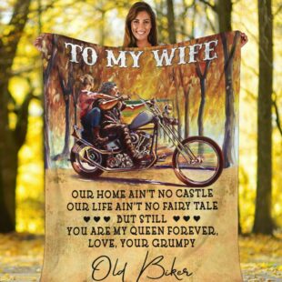 Husband To Wife Blanket - Old Biker To Wife - Fleece Blanket for Wife From Husband, Best Gift for Birthday, Christmas - Ganebet Store Fresh Del