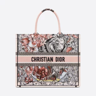 Large Dior Book Tote Multicolor La Force Embroidery - Ganebet Store