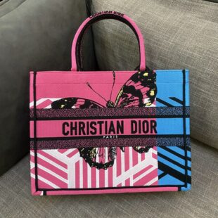 Christian Dior Medium Dior Book Tote Bright Blue and Bright Pink D-Jungle Pop Embroidery, Handbags 36cm CD M1296ZRON_M885 - Ganebet Store