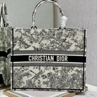 Christian Dior Large Dior Book Tote Blue Toile de Jouy Flowers Embroidery Handbags 42cm CD M1286ZTQW_M808 - Ganebet Store