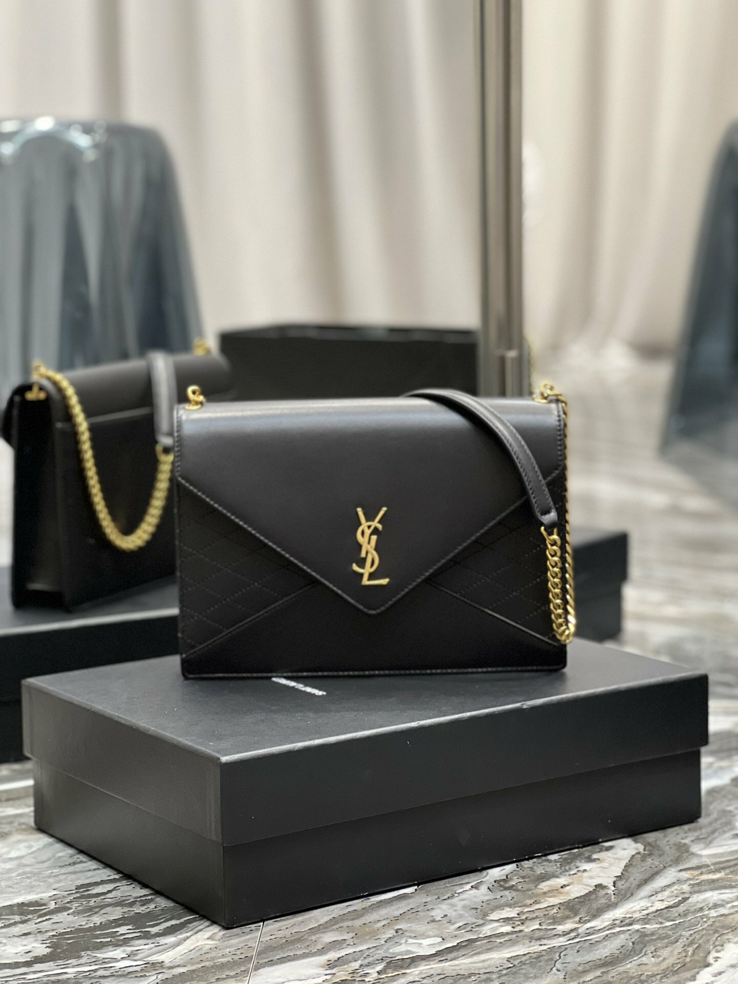 Saint Laurent Gaby Chain Bag Black With Gold Hardware For Women 10.4in