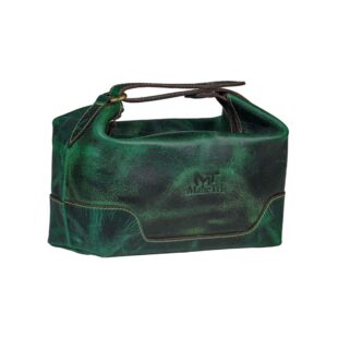 Green Leather Toiletry Bag Travel Kit - Ganebet Store Fresh Del