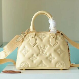 Borsa Louis Vuitton Alma BB in tela monogram marrone e pelle naturale