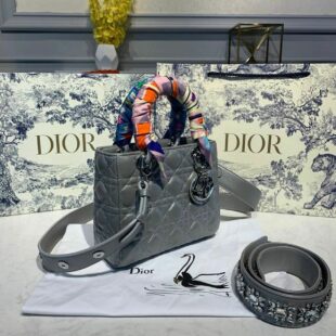 Christian Dior Studded Oblique Bag Strap Grey