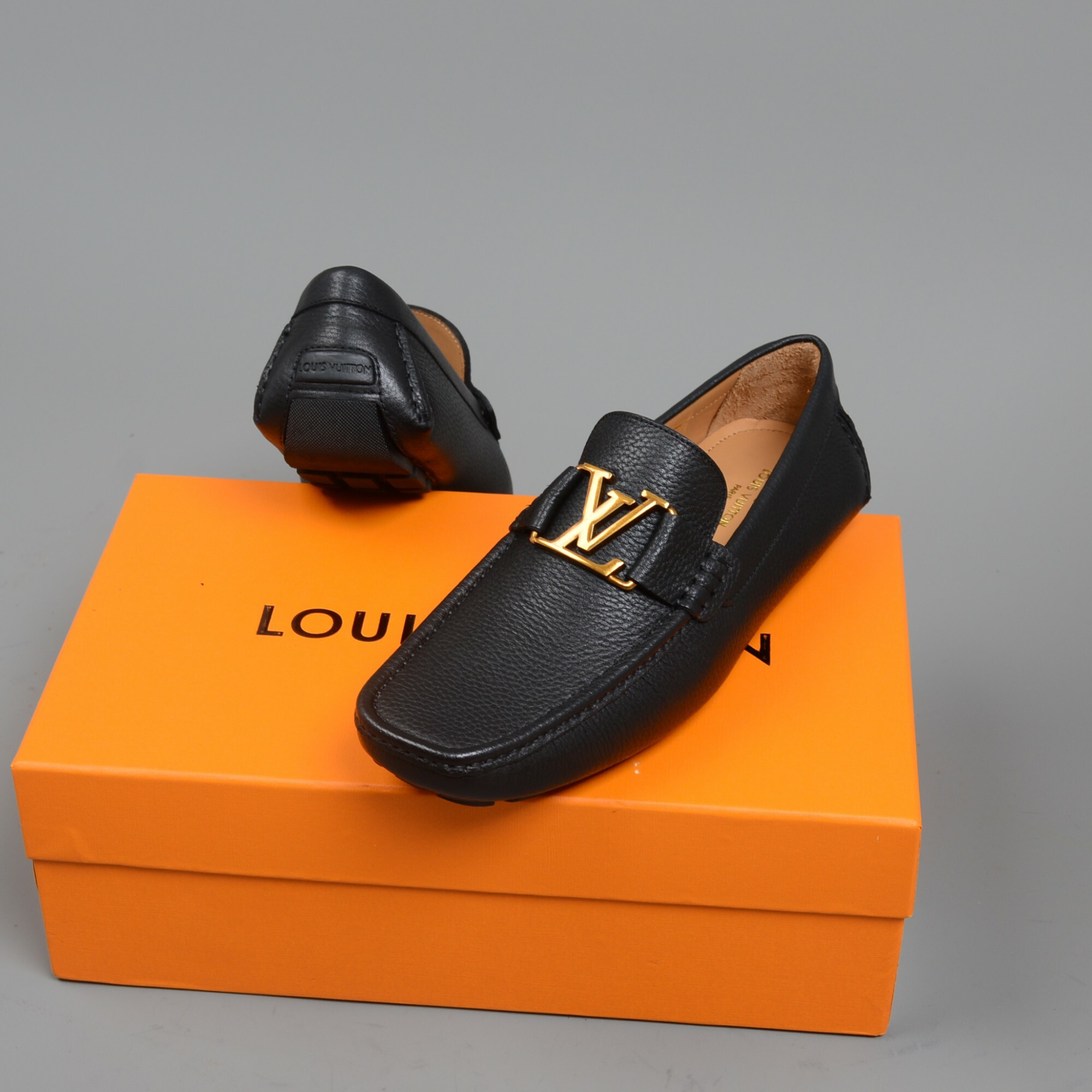 LOUIS VUITTON MOCCASIN SHOES 10 44 MONTE CARLO NAVY BLUE LEATHER