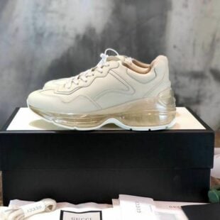 Gucci Rhyton Dad Transparent Sole Sneakers Calfskin Leather Spring/Summer 2020 Collection, White Women Shoes - Ganebet Store