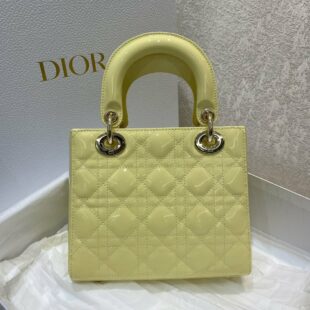 Christian Dior Small Lady ABCDIOR Bag Gold Hardware, Mustard Yellow, Women Handbags Crossbody Bags, 20cm - Ganebet Store