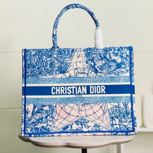 Christian Dior Large Dior Book Tote Blue For Women 16.5in/42cm CD M1286ZRIW - Ganebet Store