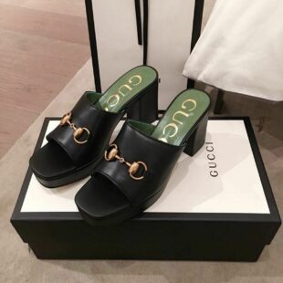Gucci Horsebit Platform Mules Calfskin Leather Spring/Summer 2020 Collection, Black Women Shoes - Ganebet Store