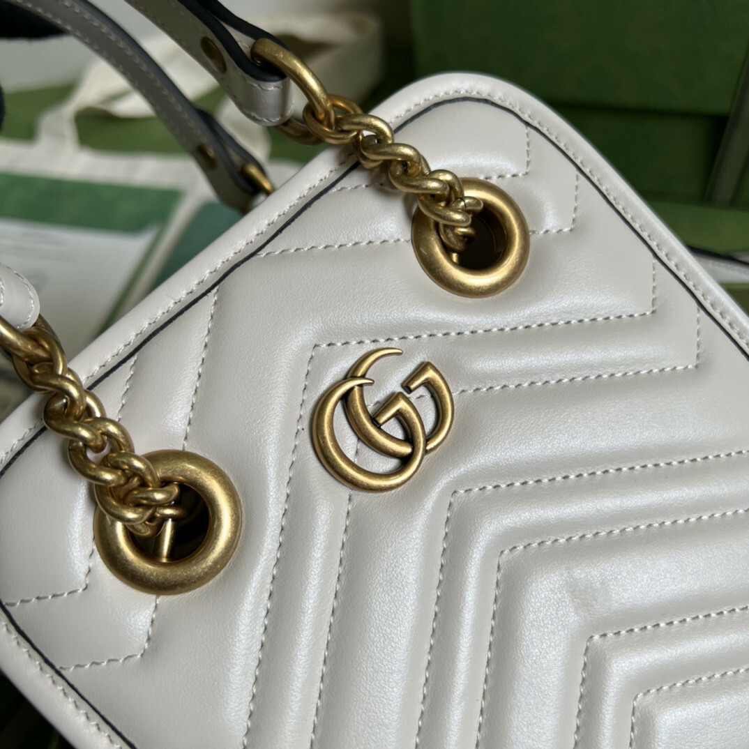Gucci GG Marmont White Matelasse Mini Bag 696123 – Ganebet Store ...