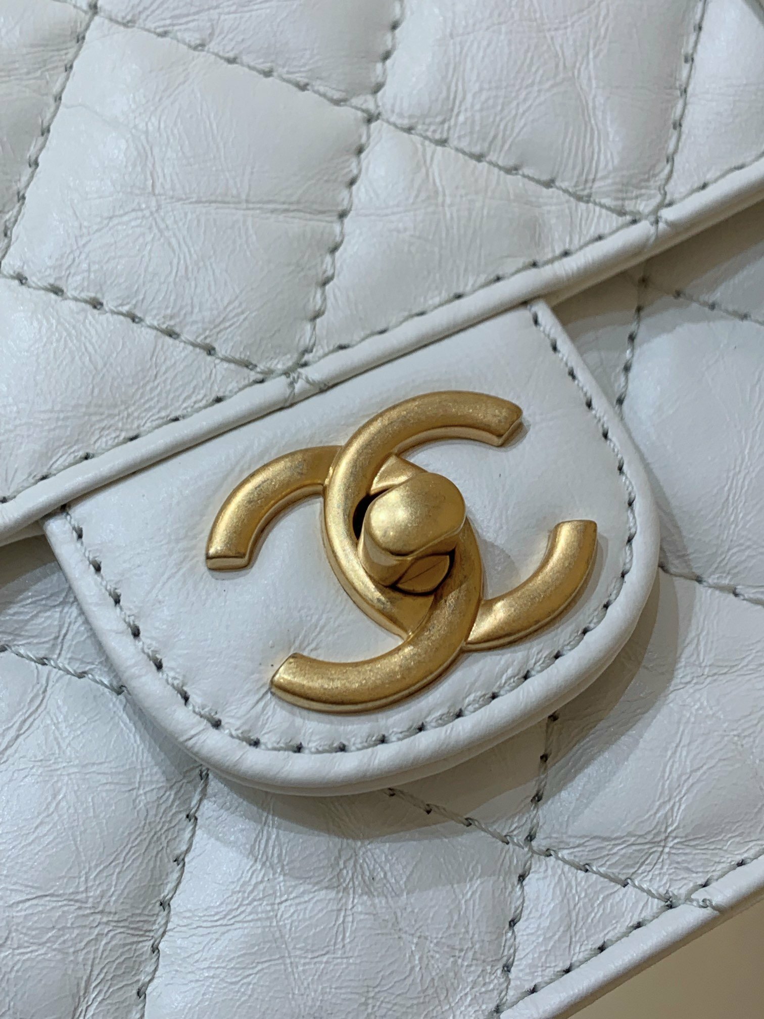 Chanel Co Co Shoulder Bag Gold Chain White 25cm Ganebet Store
