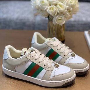 Gucci White GG Slide Sandals