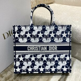 Christian Dior Large Dior Book Tote Blue White Dior toile Embroidery Women Handbags, 41cm- Ganebet Store