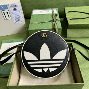 adidasxGucci Ophidia Black Leather Shoulder Bag 702626 - Ganebet Store
