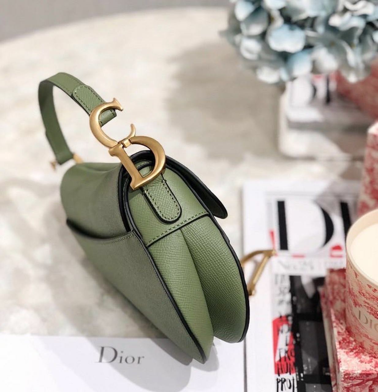 Christian Dior Saddle Bag 20cm Grained Calfskin Canvas Spring/Summer ...