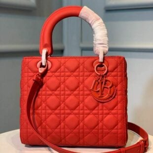 Christian Dior Lady Dior Bag 24cm Matte Hardware Lambskin Leather Spring/Summer Collection, Red - Ganebet Store