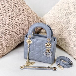 Christian Dior Mini Lady Dior Bag Blue For Women 6.5in/17cm CD M0505SLOI - Ganebet Store