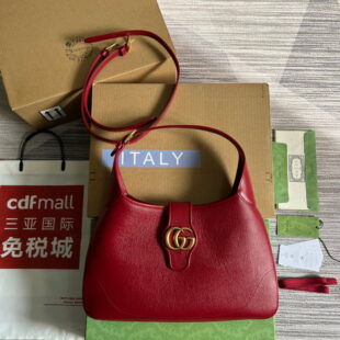 Gucci Aphrodite Medium Hibiscus Red Soft Leather Shoulder Bag 726274