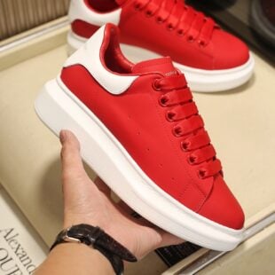Alexander McQueen Red Tread Slick Platform Low Sneakers
