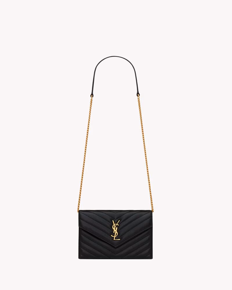 Saint Laurent Cassandre Envelope Small leather wallet on chain