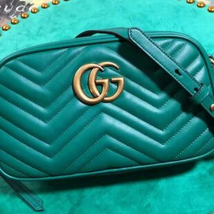 Gucci Gg Marmont Small Matelassé Shoulder Bag Green 447632 - Ganebet Store